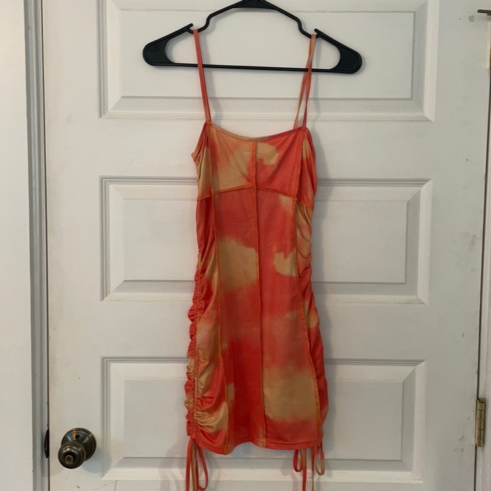 Orange & Yellow Spaghetti Strap Summer BodCon Dress